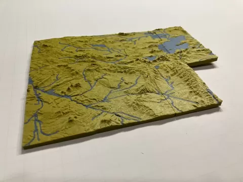 Utah topographic map with rivers and lakes