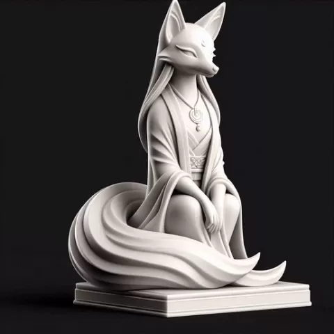 262 Fox Spirit in Pu Song Ling Style, raptor, dinosaur, 3d printable, predator, model, triceratops, t-rex, animal, 3d model, statue, sculpture, strong, 3d print, collectible, creature, club, magic, poodle, bear