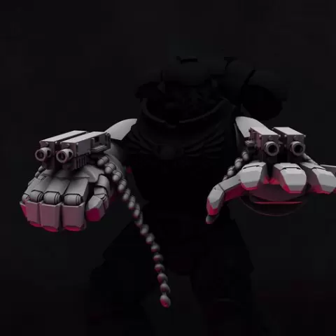 Power Fist with machine gun