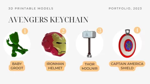 AVENGERS 3D PRINTABLE KEYCHAIN PORTFOLIO