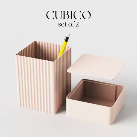 Desk Organizer STL – Cubico set of 2, STL for 3D Printing, 3D Print File, Pen Holder, Storage Box