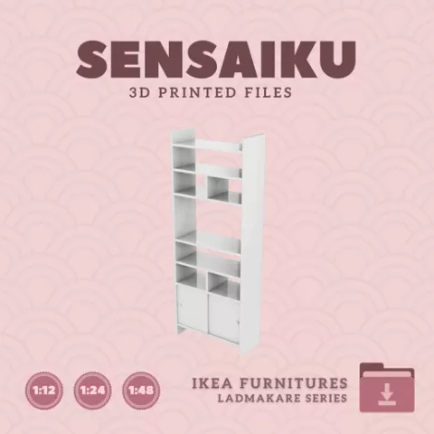 Miniature Replica 03. LADMAKARE Shelf Unit 32 In V2 for Miniature Dollhouse - IKEA - 3D Print Instant Download