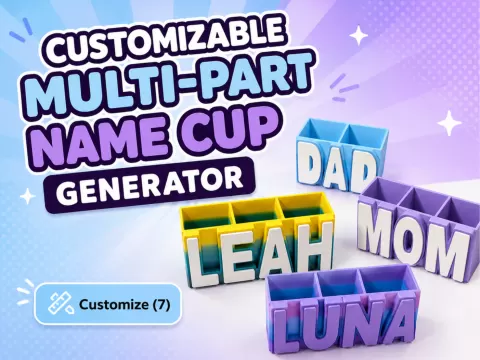 Customizable Multi-Part Name Cup (No AMS)