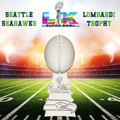 Seattle Seahawks Lombardi Trophy Superbowl LX Champions NFL - Aviator Print Co