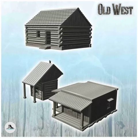 Set of three wooden western buildings (25) - miniatures ACW - Hartolia Miniatures