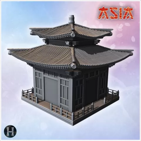 Asian house on platform 20 - Medieval Asia Feudal Asian Traditionnal Ninja Oriental by Hartolia Miniatures