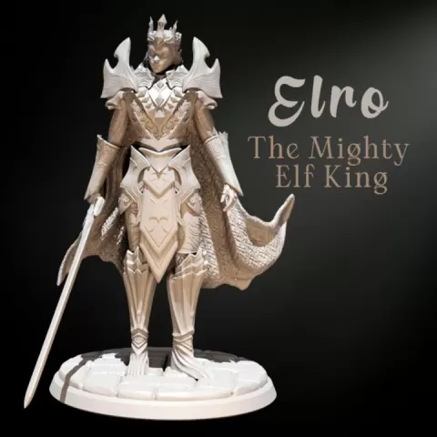 Elro – The Elf King | Fantasy Elven Miniature STL | 3 Sizes (32mm/75mm/100mm) | With & Without Base by WargamesCo