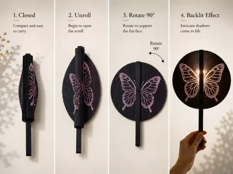 shadow the sun, bring the breath. collapsible fan