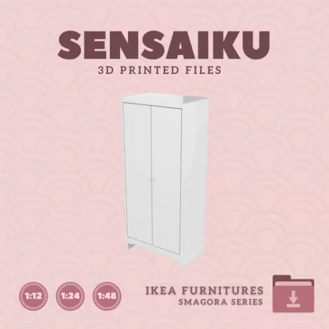 Miniature Replica SMAGORA Wardrobe for Miniature Dollhouse - IKEA - 3D Print Instant Download