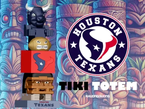 TIKI TOTEM - HOUSTON TEXANS STATUE - 3D PRINT - CNC - NFL - KHUONGTAINANG