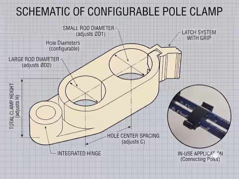 Parametric Print-in-Place Pole Clamp