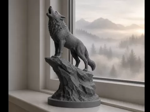 Realistic Wolf Statue