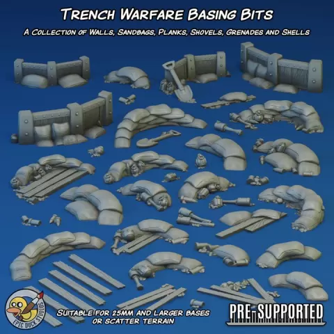 Trench Warfare Basing Bits - Walls, Sandbags, Grenades and more! by Mike "Epic Duck" Cousins