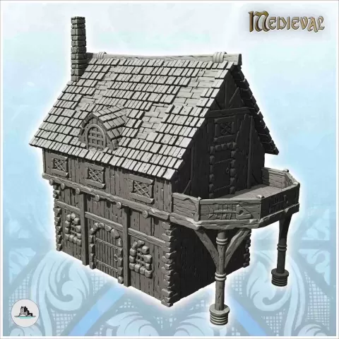 带大露台和壁炉的中世纪木屋（14） - Hartolia Miniatures