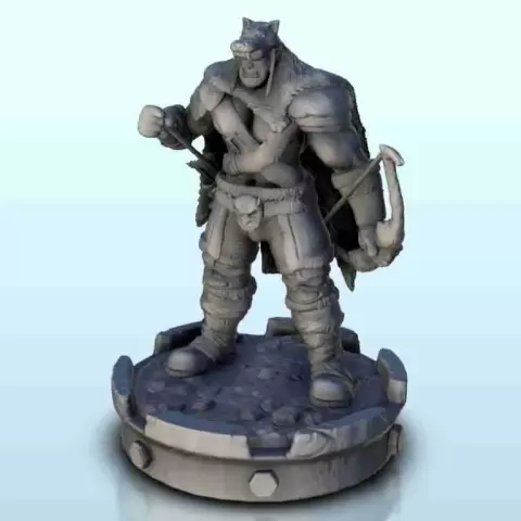 身披兽皮手持弓箭的兽人英雄2 - 战锤微缩模型 fi - Hartolia Miniatures