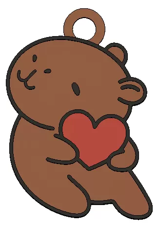 Capibara Heart Key Ring
