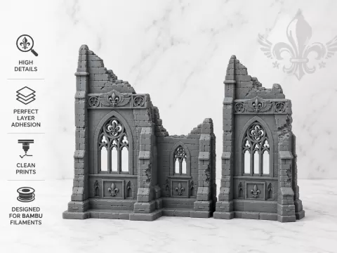 Sororitas Ruined Wall Set - Tabletop Terrain