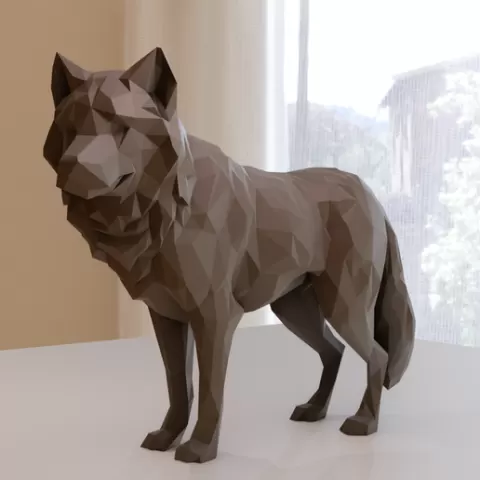 wolf low poly stl