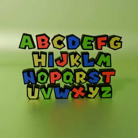Super Mario letters, complete alphabet