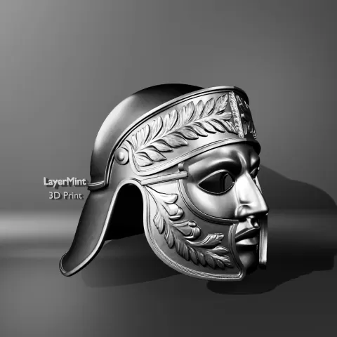 Roman Warrior Mask with Laurel Engravings - LayerMint