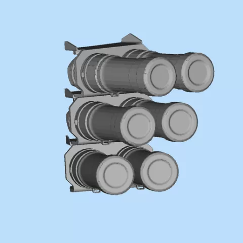 157wxx - Detailed Vertical 6-Shot Tilt-Shift Turret - Miniature Parts Model