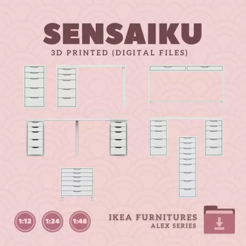 Miniature Replica ALEX Furniture Series - IKEA (1:12,24,48) - 3D Print Instant Download