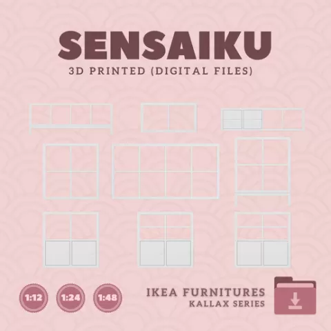Miniature Replica KALLAX Furniture Series - IKEA (1:12,24,48) - 3D Print Instant Download