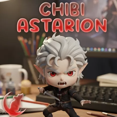 Astarion Chibi Figurine - Baldur's Gate 3 (BG3) High-Detail Fan Art 3D Print Model by nightLAB