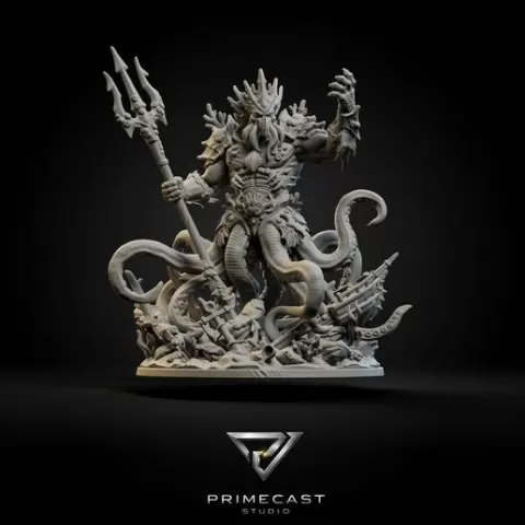 Thal’Zorath Abyssal Tide Sovereign – Sea Horror Miniature STL – Ocean God Boss Monster – Tentacle Leviathan 3D Printable Model