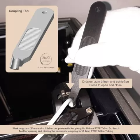 [EN] [DE] Pneumatic Fitting Tool for 4mm PTFE Tubing Pneumatik Kupplung Werkzeug für PTFE-Schläuche 4mm