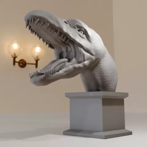 plesiosaurus dinosaur roaring bust stl