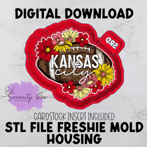 Floral Football STL Freshie mold housing With PNG cardstock insert