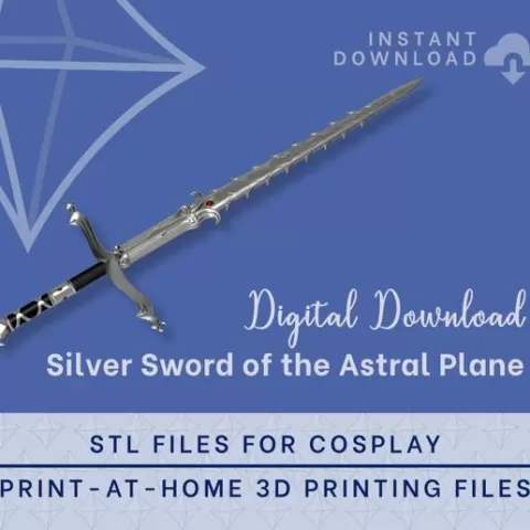 LAE'ZEL Silver Sword of the Astral Plane STL Files [Baldurs Gate 3] Cosplay Prop
