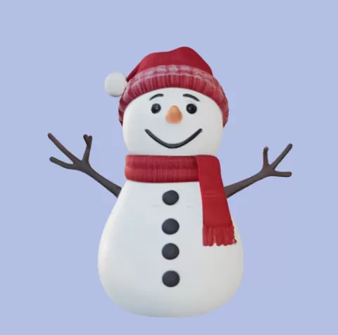 Snowman Character with Pink Cap