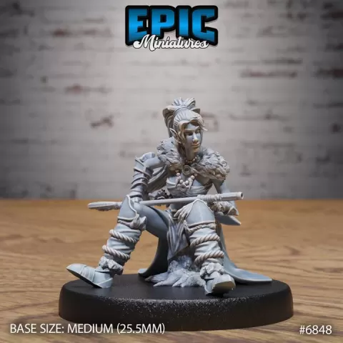 Elf Barbarian Female Sitting / Elven Fighter / Elvish Warrior / Forest Nature Guard / Woodland Spirit / Norse Encounter by Epic-Miniatures