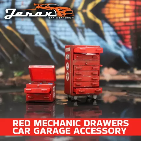 1/10 1/12 1/18 1/24 Scale Red Mechanic Drawers Car Garage Ac - KnightsShop
