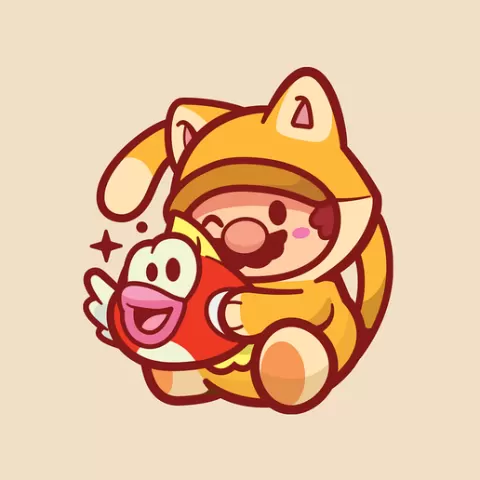 Cat Mario & Cheep Cheep, Super Mario Bros Mario Nintendo Keyrings/Keychains / cartoon cute