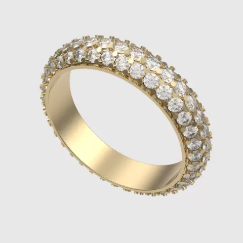 Triple Row Sparkling Pave Ring 3D print