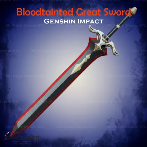 Bloodtainted Great Sword Cosplay Genshin Impact - STL File - 3D Print Store STL