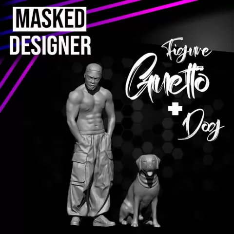 FIGURE GUETTO + DOG