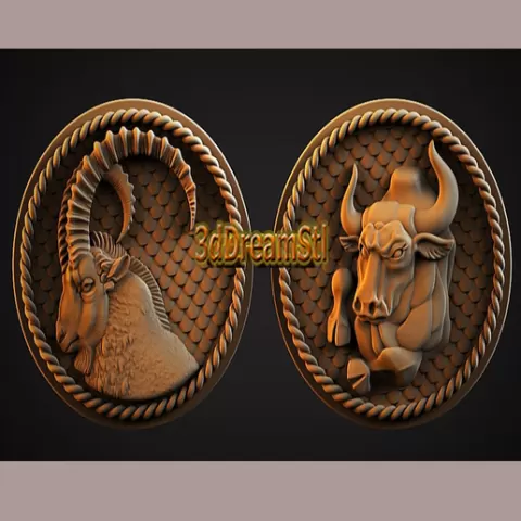 Capricorn STL model, Taurus 3d ,CNC router engraver, artcam, aspire, cnc files, wood, art, wall decor, CNC