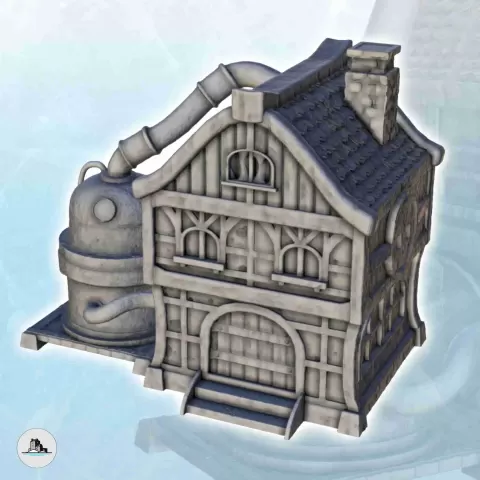 带蓄水池和管道的奇幻炼金术士房屋 (7) - 微缩模型 - Hartolia Miniatures