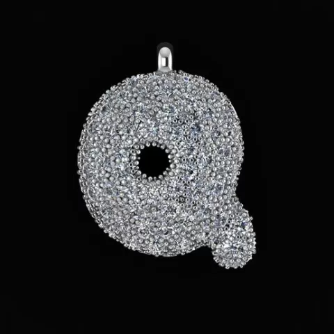Pendant Alphabets Initial Letters Q 3D print model