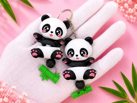 Fluffy Tail Cute Flexi Baby Panda - Toy / Keychain
