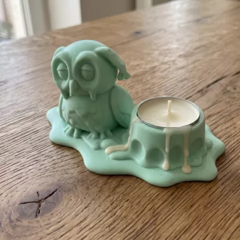 Melted Owl Candle Cup 🦉🕯️