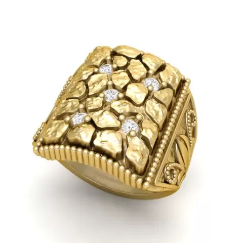 Gents Diamond Nugget Ring 02
