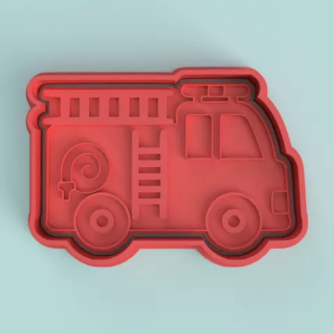 CUTTER + STAMP FIRE TRUCK - CAMION BOMBA - CAMION SURTIDOR / FIRE TRUCK CUTTER + STAMP