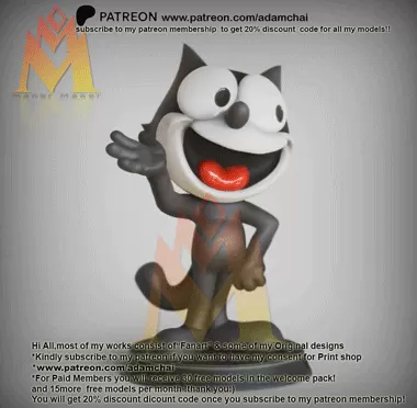 Felix the Cat Standing Pose (Bambu 3mf Color File is included!!) -Classic Cartoon Characters -FanArt
