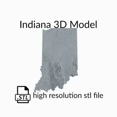 USA State of Indiana Topographic Map - 3D Terrain Elevation - Relief Map - Topography of Indiana