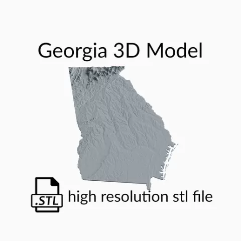 USA State of Georgia Topographic Map - 3D Terrain Elevation - Relief Map - Topography of Georgia